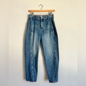 High rise mom jeans with front hem